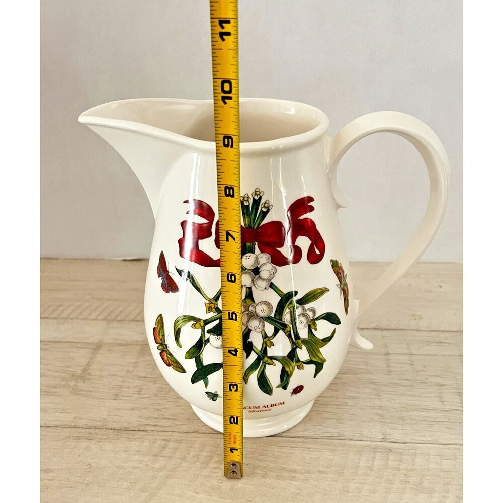 Vtg HTF Portmeirion Pitcher Viscum Album Mistletoe Butterfly 64oz Christmas Jug - Picture 10 of 12
